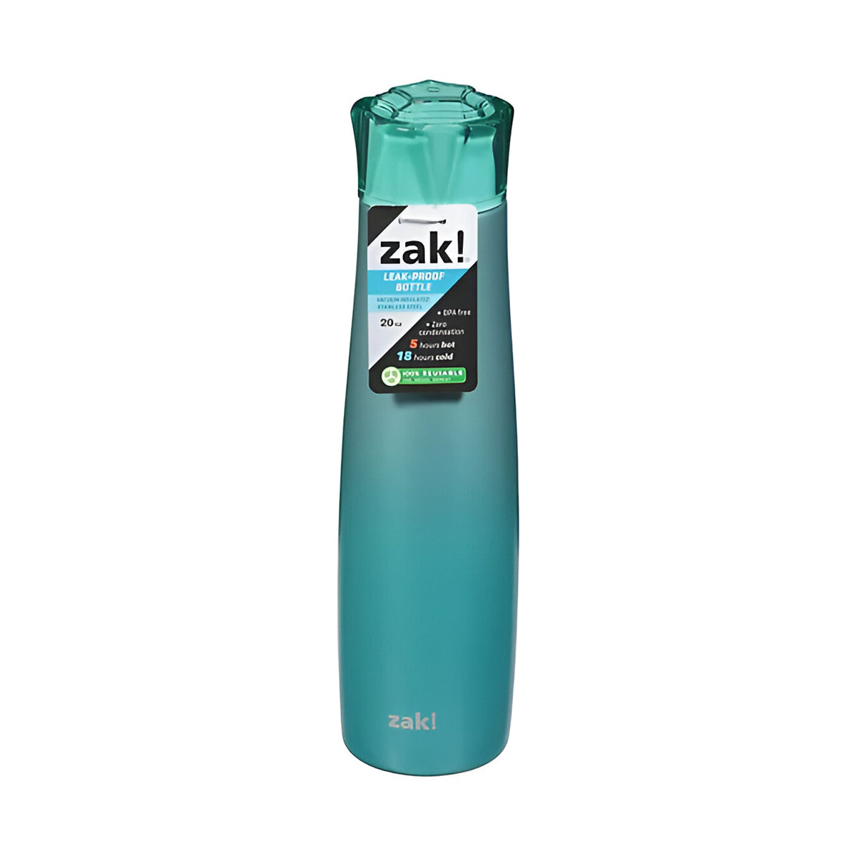 Botella de Agua de Acero Inoxidable, Zak, Color Aguamarina, 590 ml