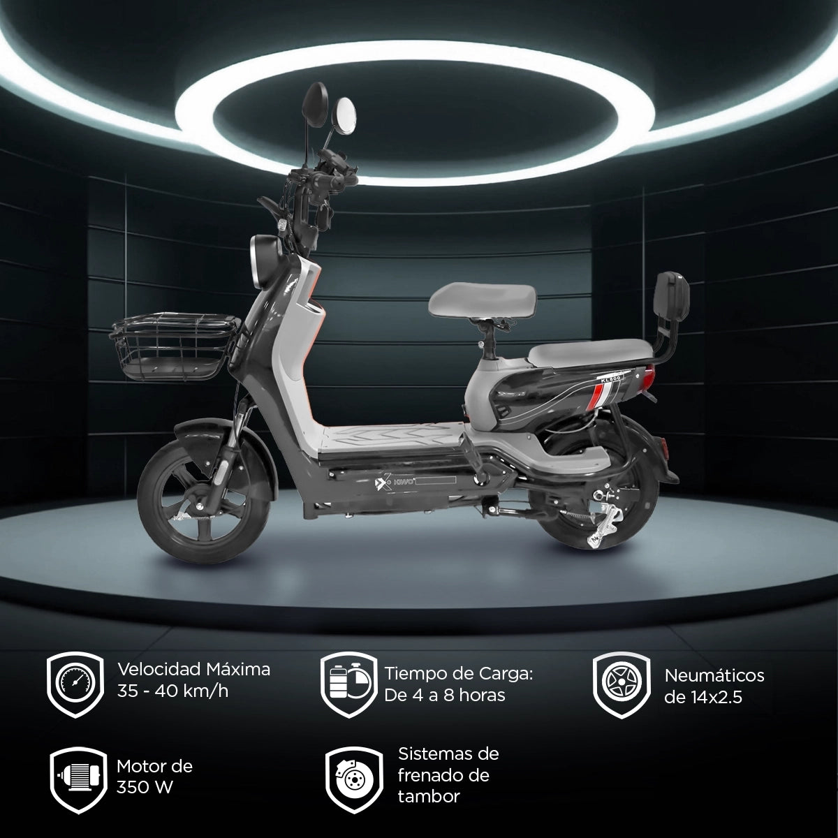 Bicicleta Eléctrica Negro con Gris Kiwo KL 800
