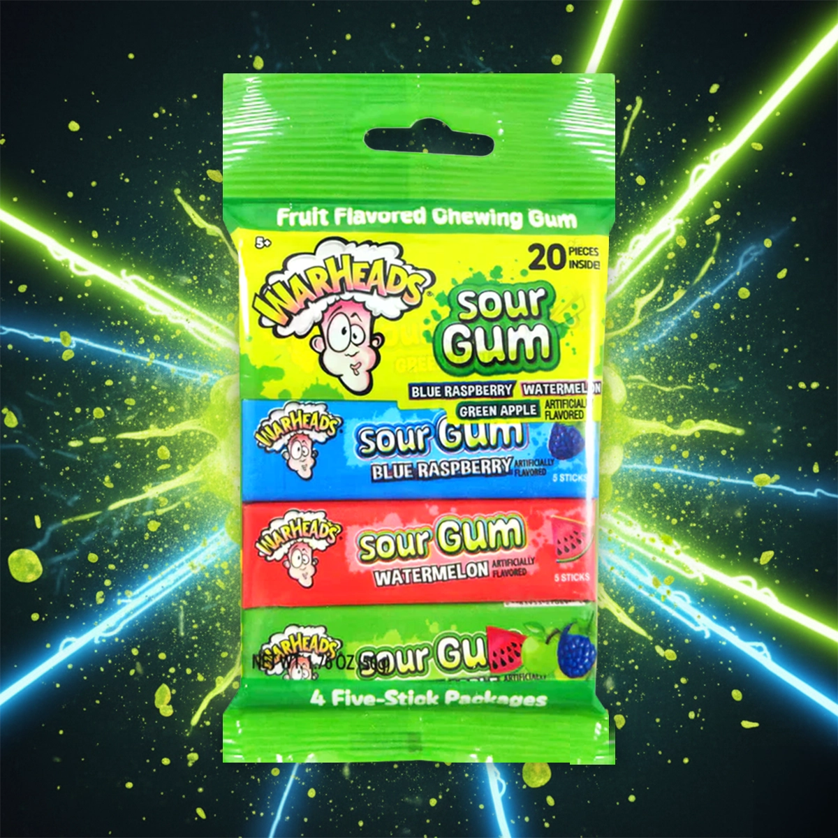Chicle Ácido, WarHeads Sour Gum, 50 gr