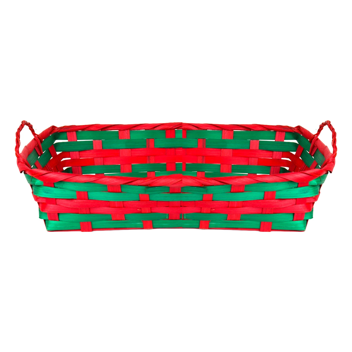 Canasta Navideña, Color Verde y Rojo, 30 x 20 cm