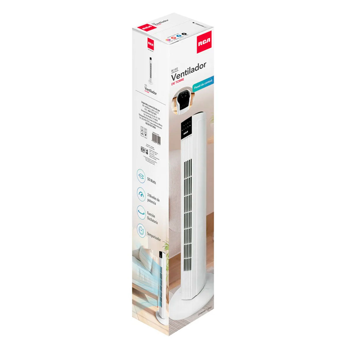 Ventilador de Torre, RCA, RC-VT2, Color Blanco