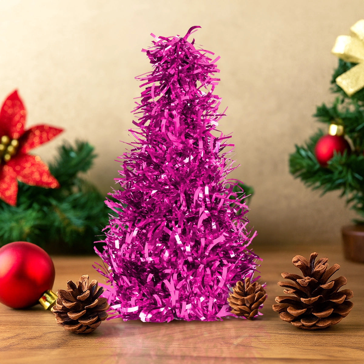 Mini Árbol, Tinsel, Color Rosa