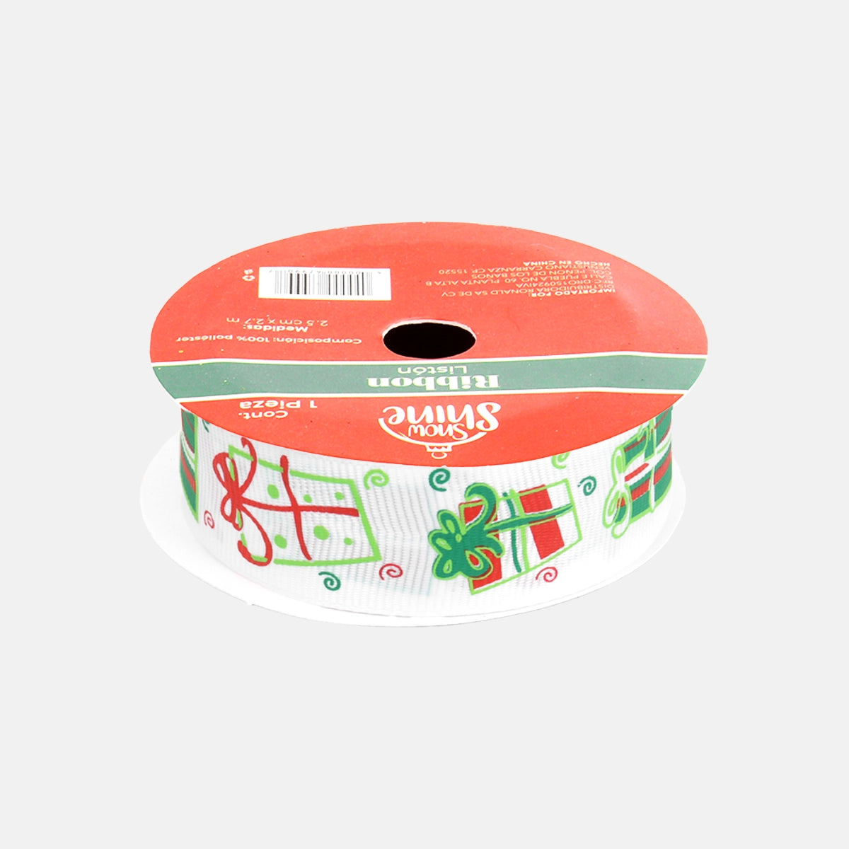 Listón Navideño, Regalos, Color Blanco