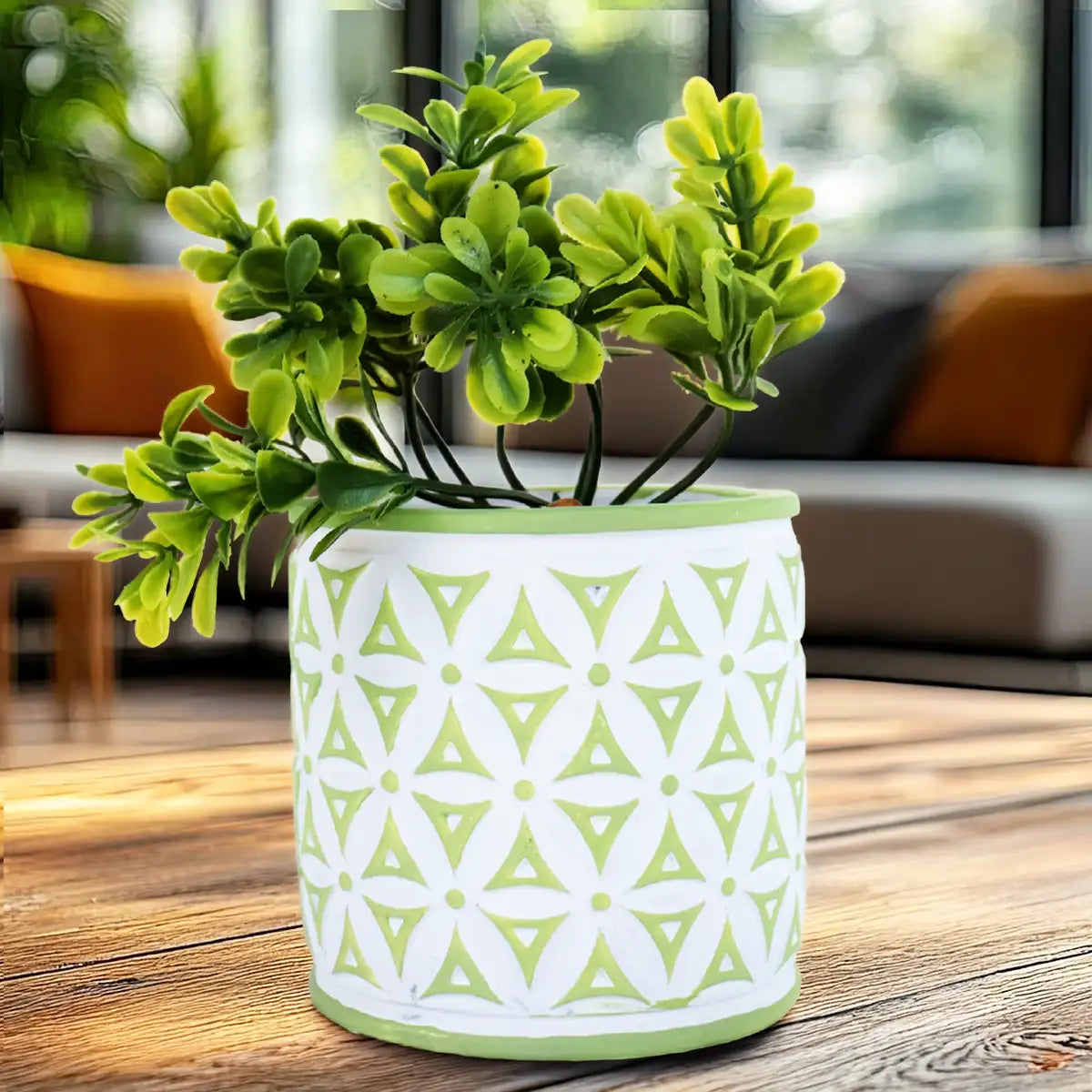 Maceta con Planta Artificial, Diseño Color Verde