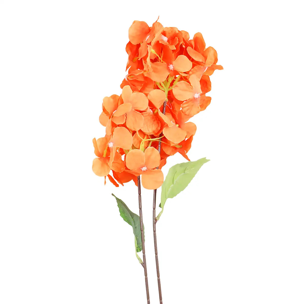 Hortensia, 2 Flores Artificiales, Color Naranja