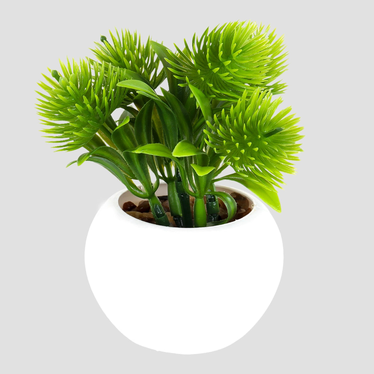 Maceta Mini con Planta de Plástico, Color Blanco