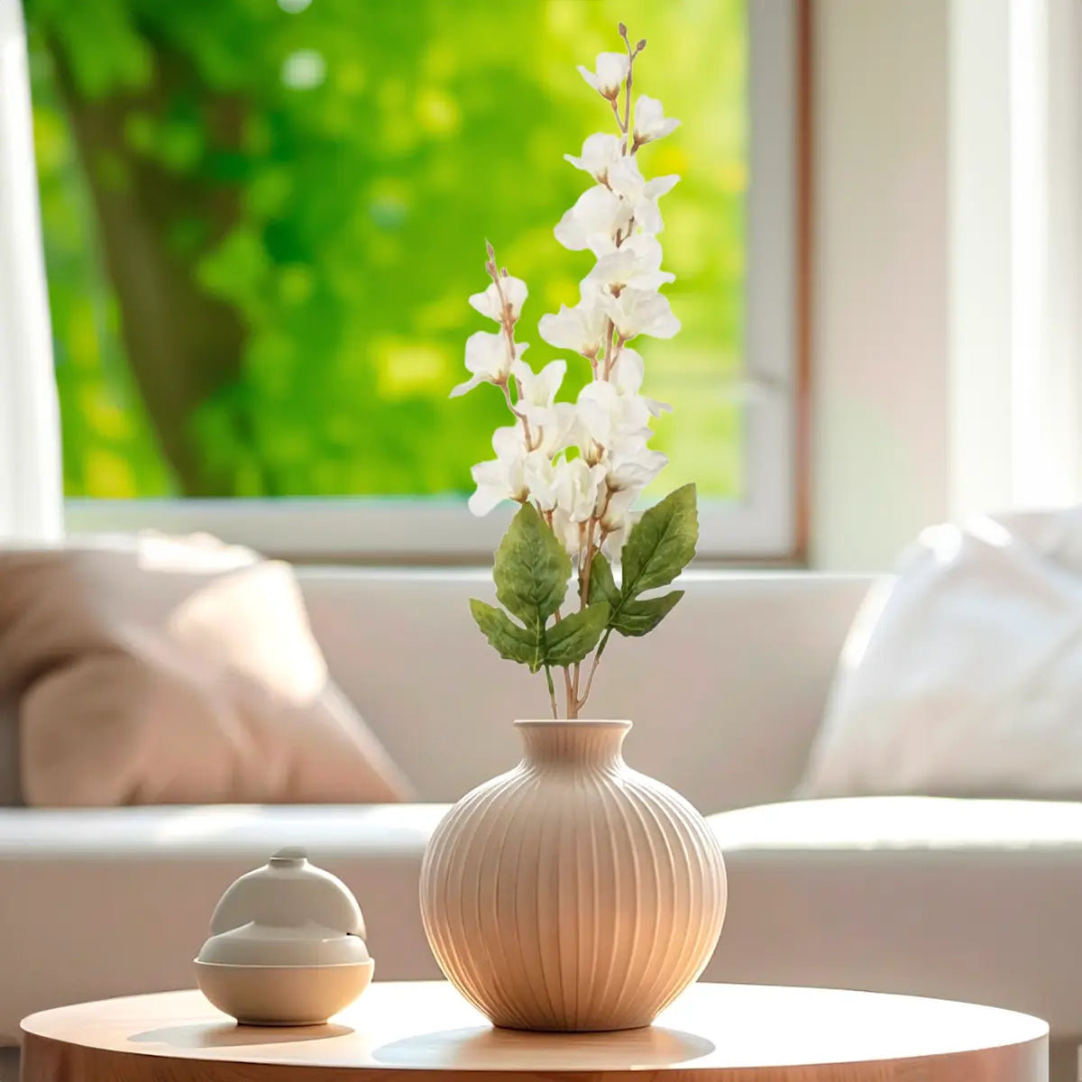 Gardenia, 8 Flores Artificiales, Color Blanco