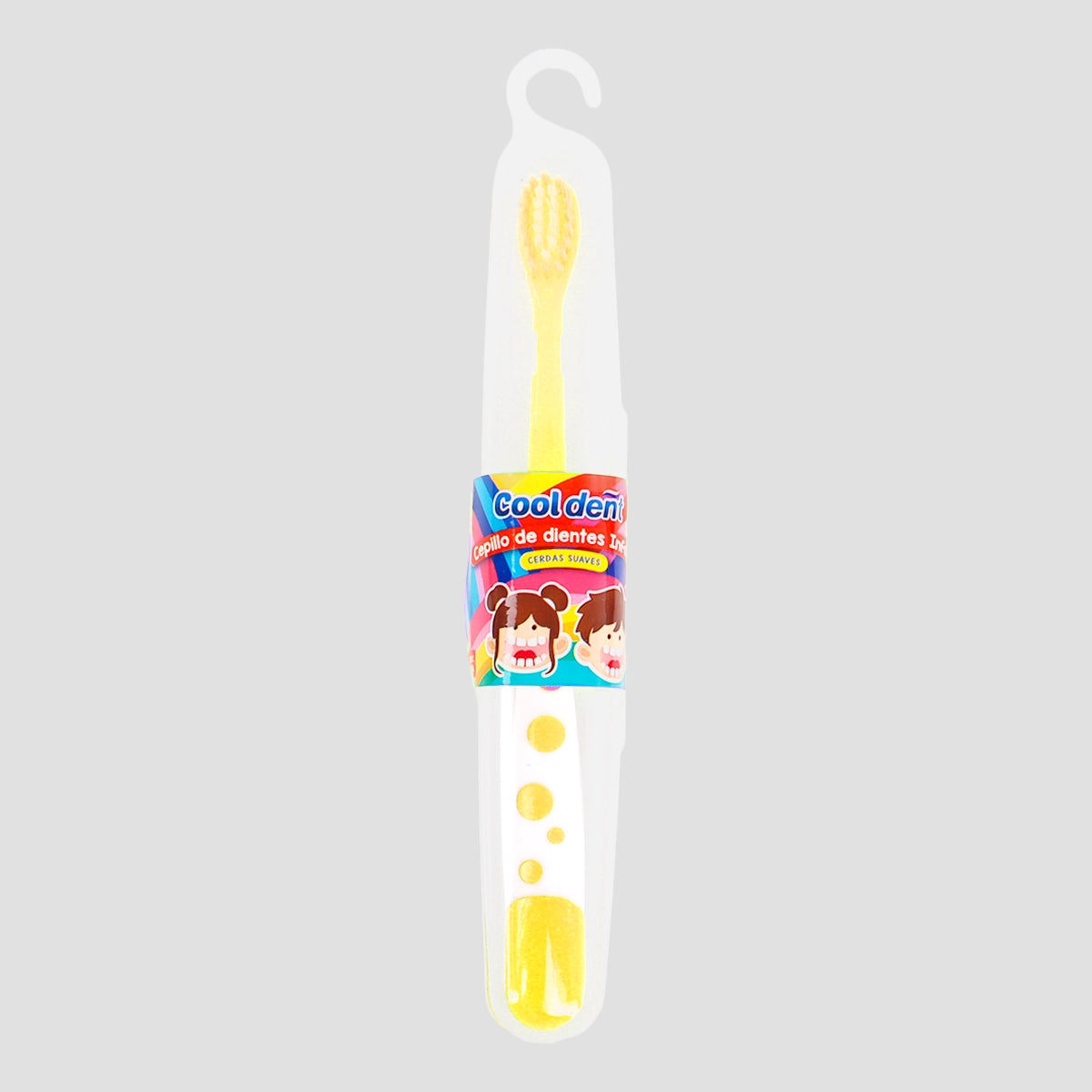 Cepillo de Dientes Infantil con Porta Cepillo, Color Amarillo