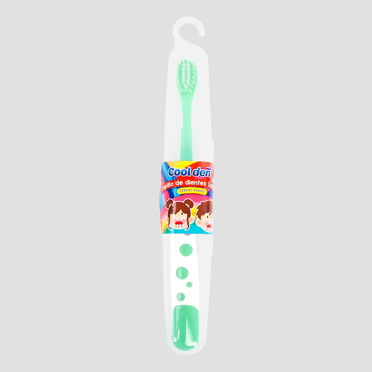 Cepillo de Dientes Infantil con Porta Cepillo, Color Verde