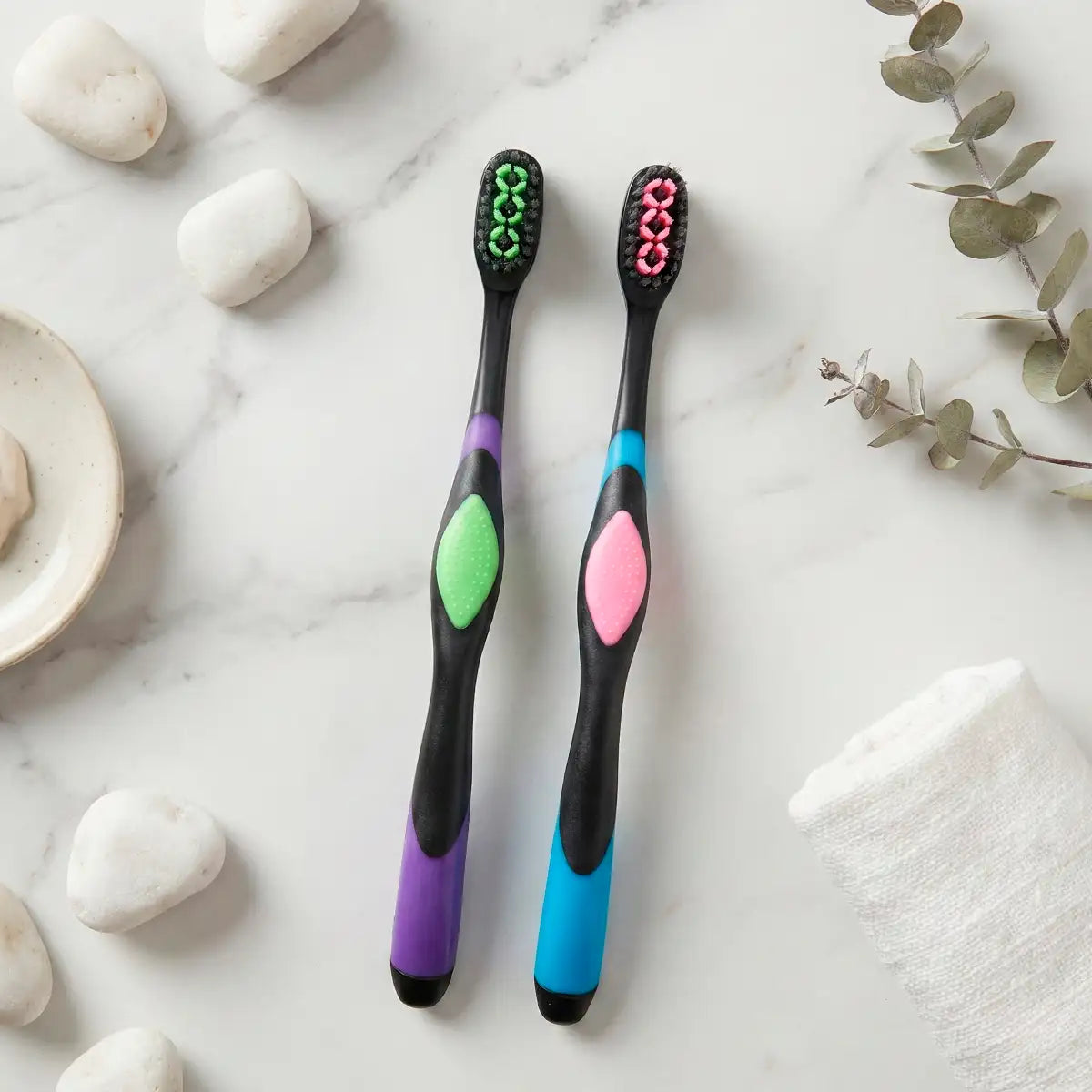 Cepillo Dental, Color Rosa y Verde, 2 pzas