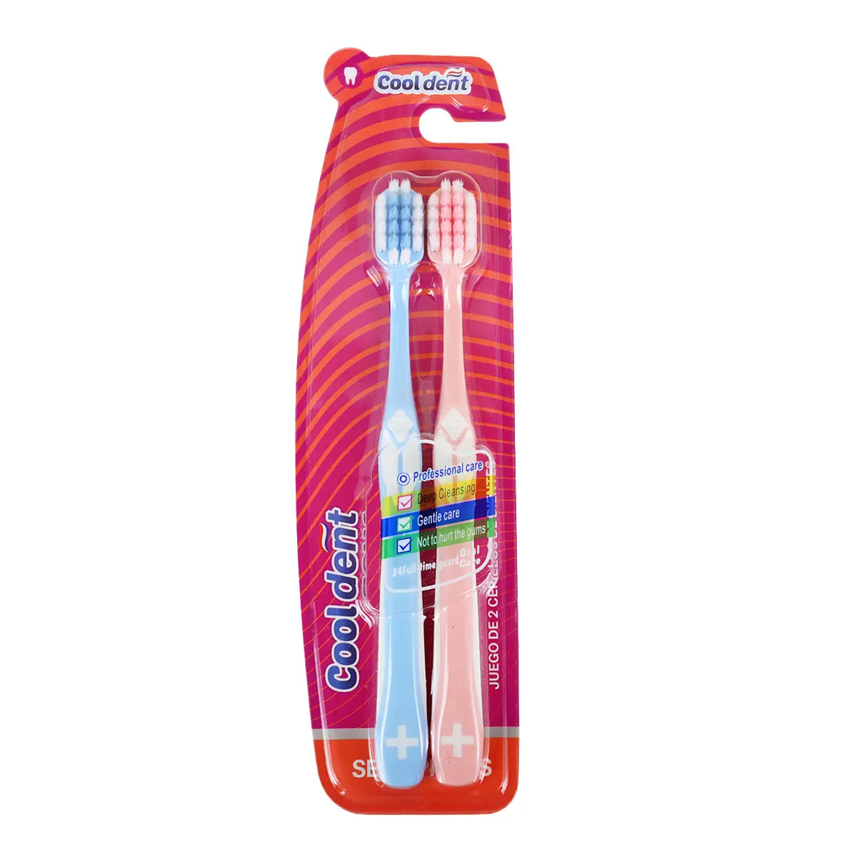 Cepillo Dental, 2 pzas, Color Rosa y Azul