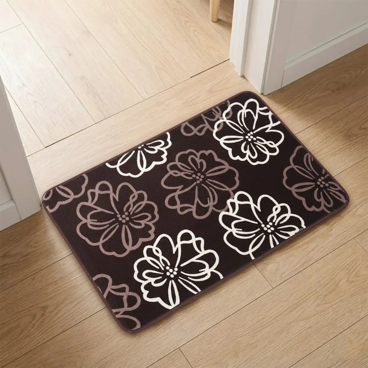 Tapete, Diseño Flores, Color Café, Rectangular
