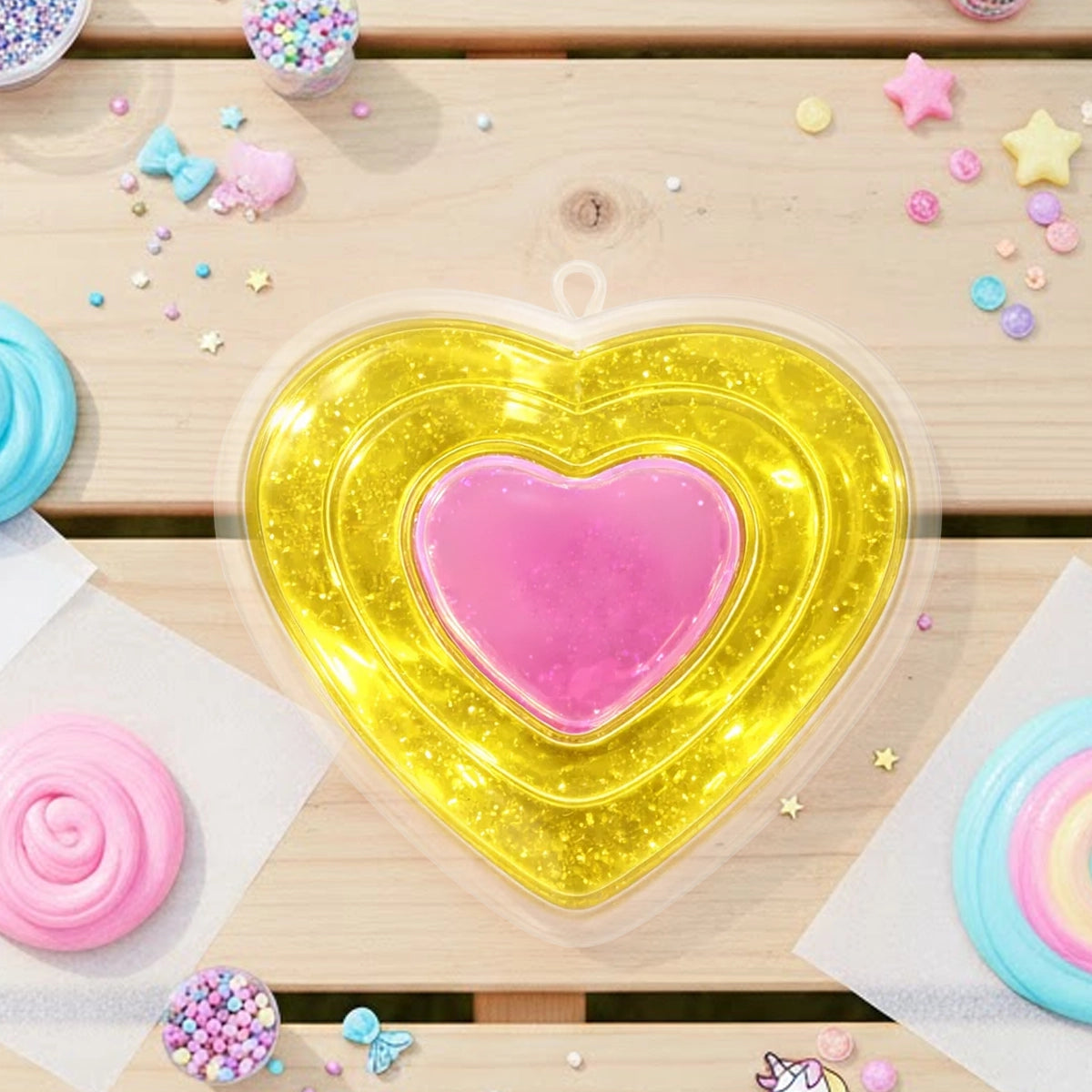 Slime, Corazón, Color Amarillo, 230 gr
