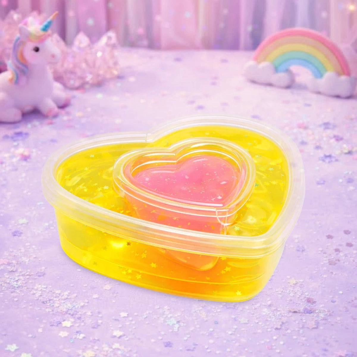 Slime, Corazón, Color Amarillo, 230 gr