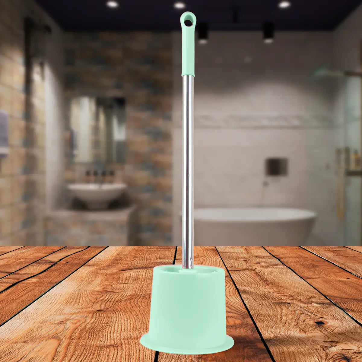 Cepillo con Base para Baño, Color Verde Pastel