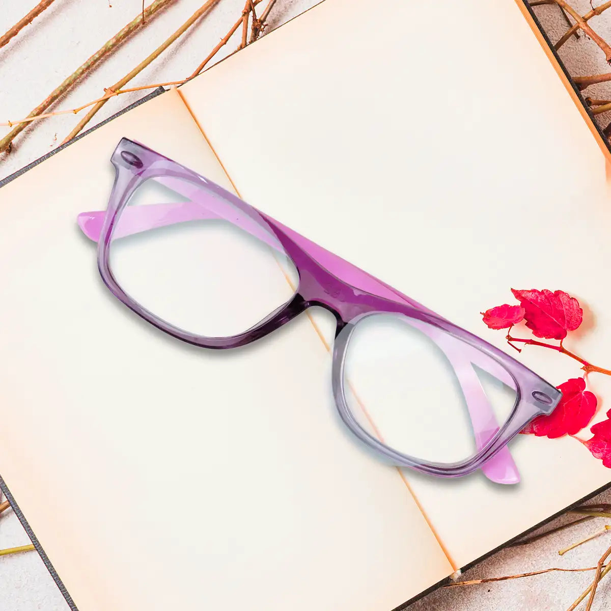 Lentes de Lectura, Rectangulares, Color Morado, +3.50