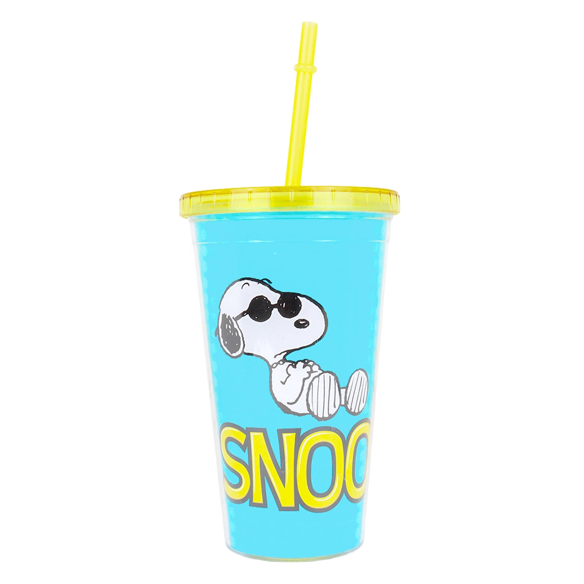 Vaso de Plástico con Tapa y Popote, Snoopy, 500 ml