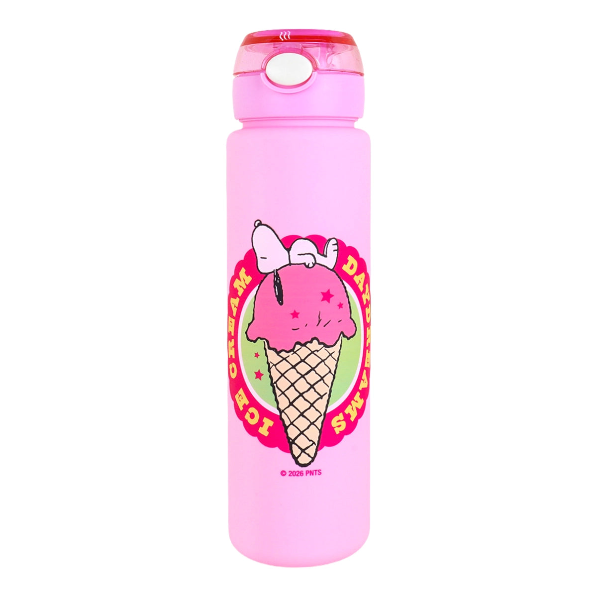 Botella de Agua con Popote, Peanuts, Color Rosa, 750 ml