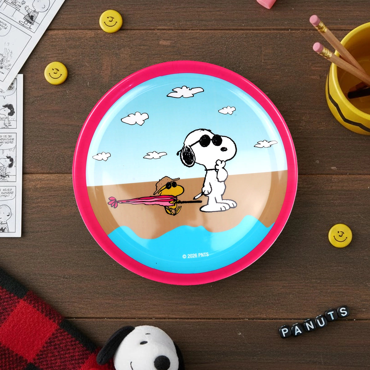 Plato Trinche de Plástico, Peanuts, Color Rosa