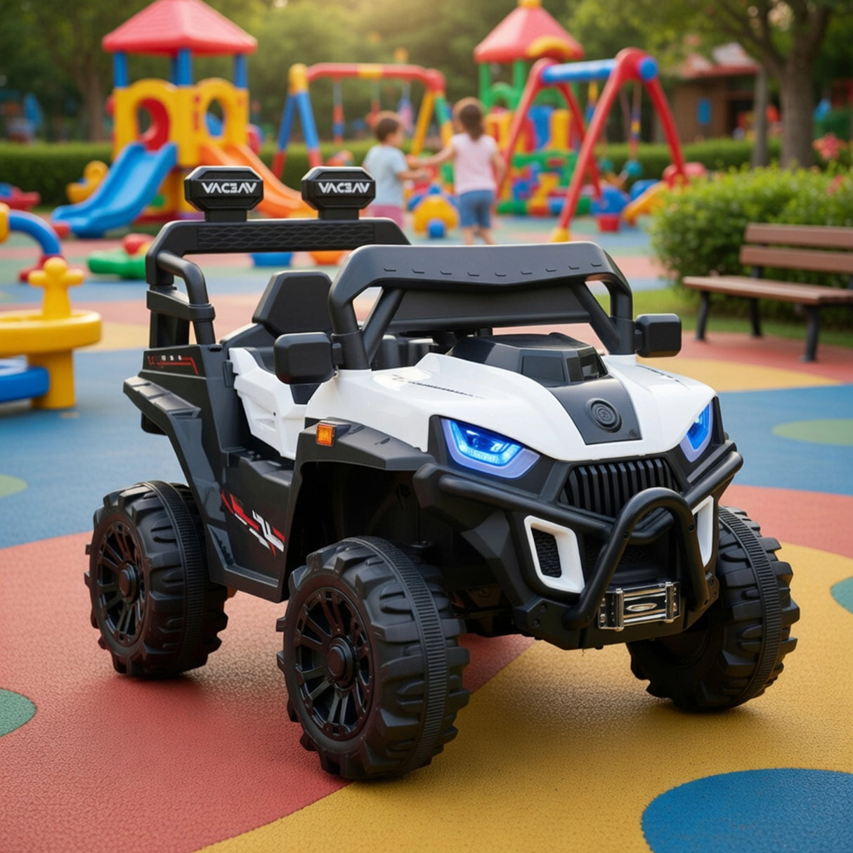 Carrito Montable Eléctrico para Niños, Color Blanco