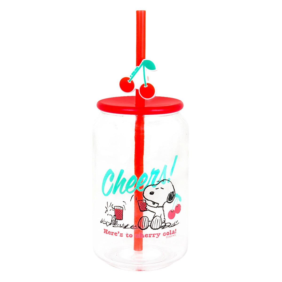 Vaso de Cristal con Tapa, Penauts, Color Rojo