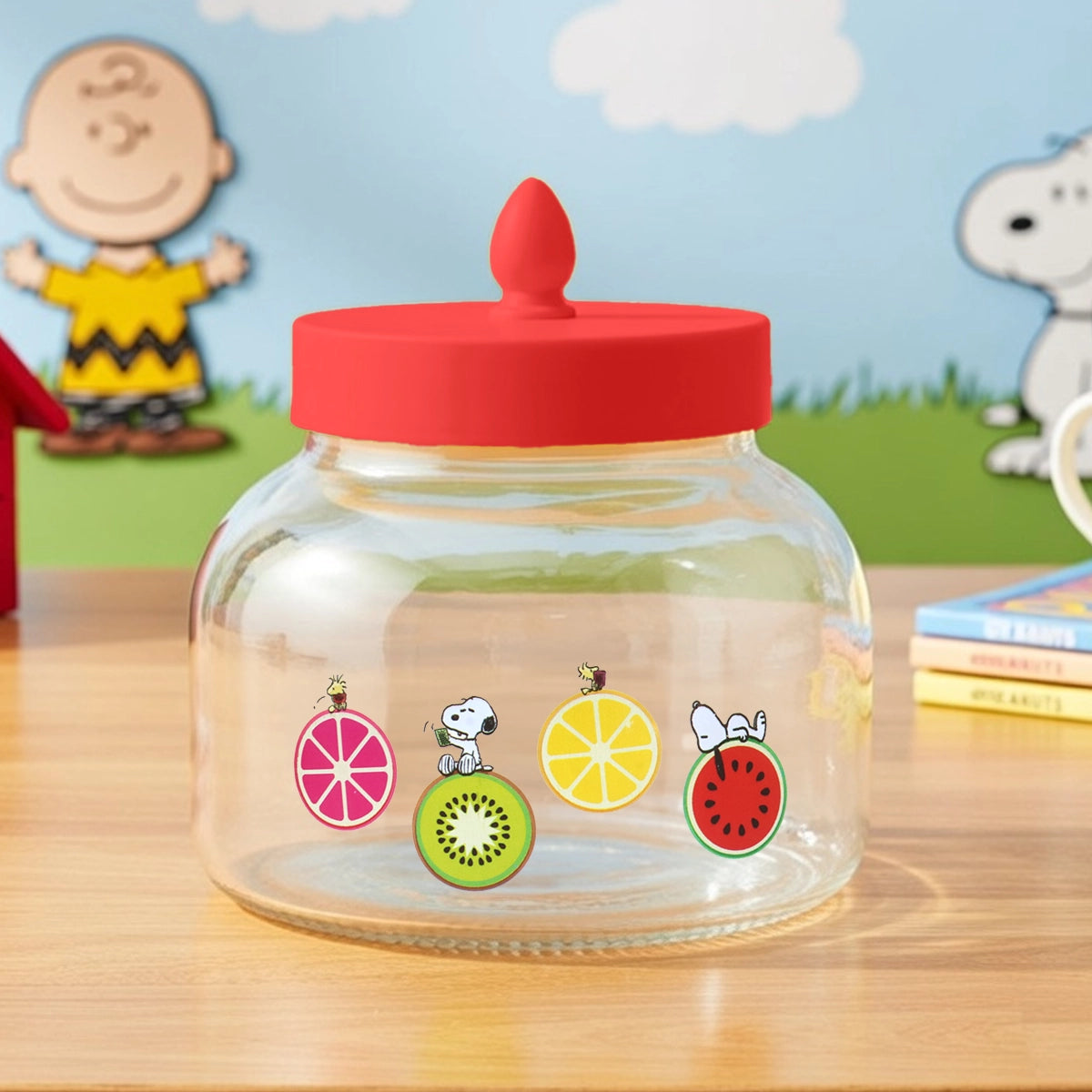 Frasco, Peanuts, Tapa Color Rojo, 750 ml