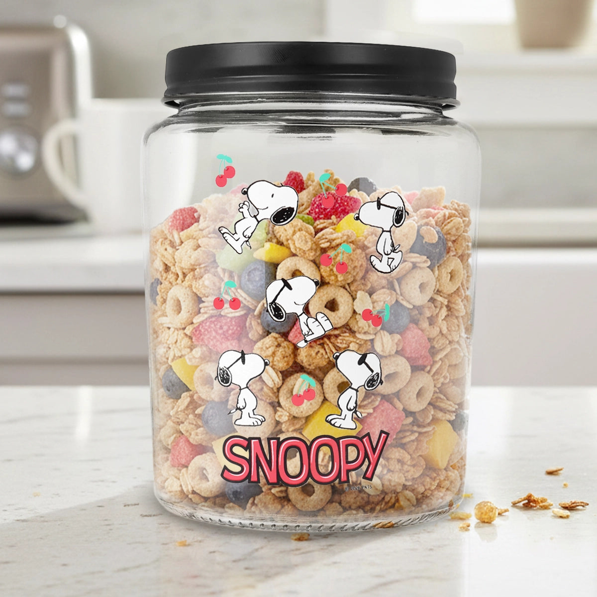 Frasco, Peanuts, Tapa Color Negro, 1 L