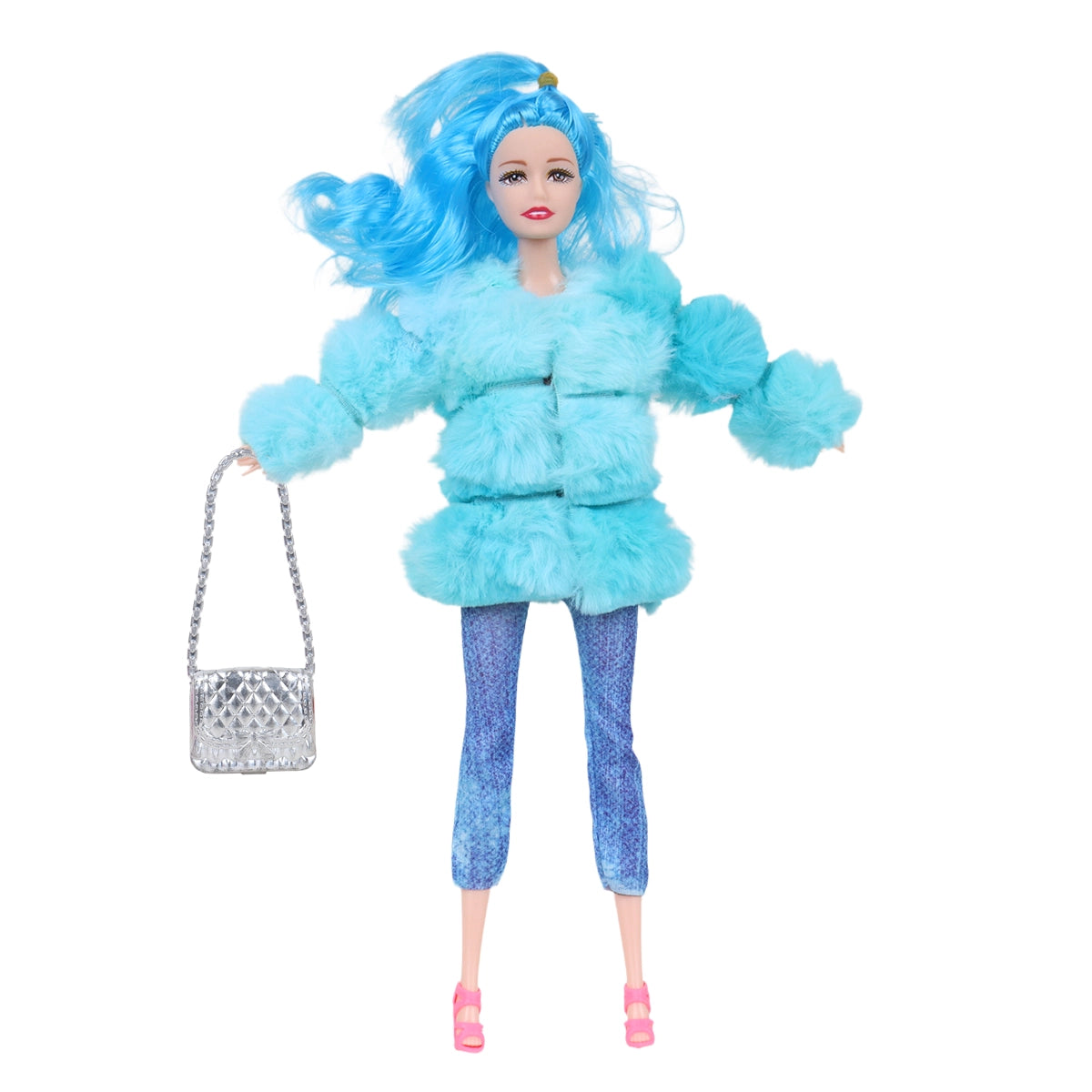 Muñeca, Abrigo Azul de Peluche