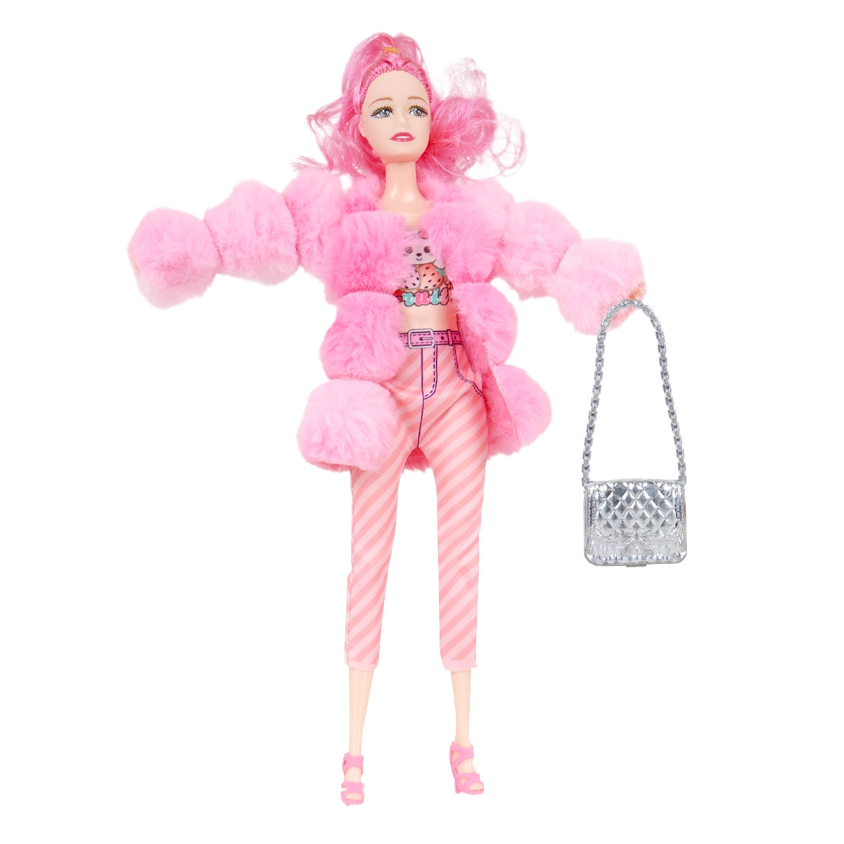 Muñeca, Abrigo Rosa de Peluche