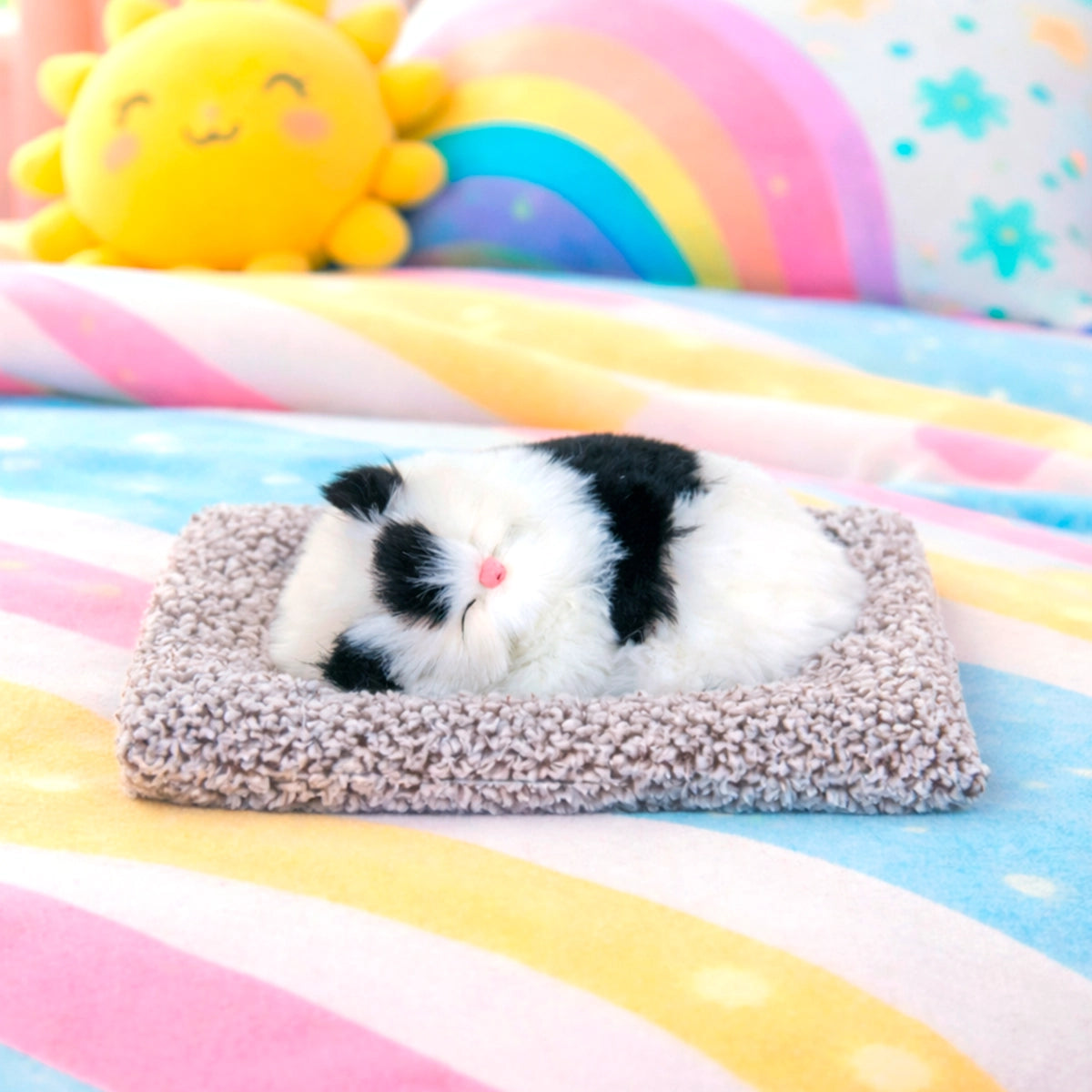 Gatito Dormido con Sonido, Color Negro y Blanco