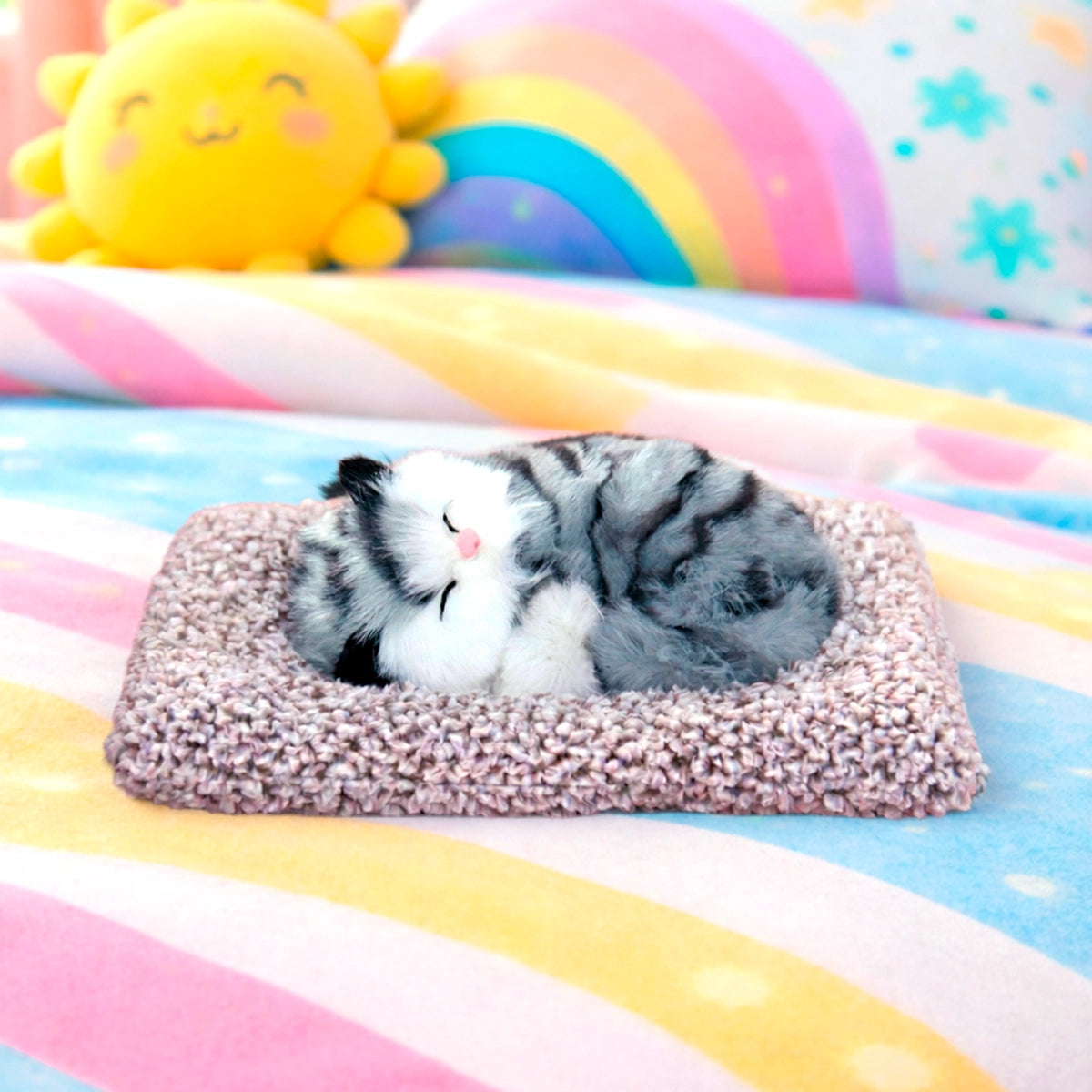 Gatito Dormido con Sonido, Color Gris