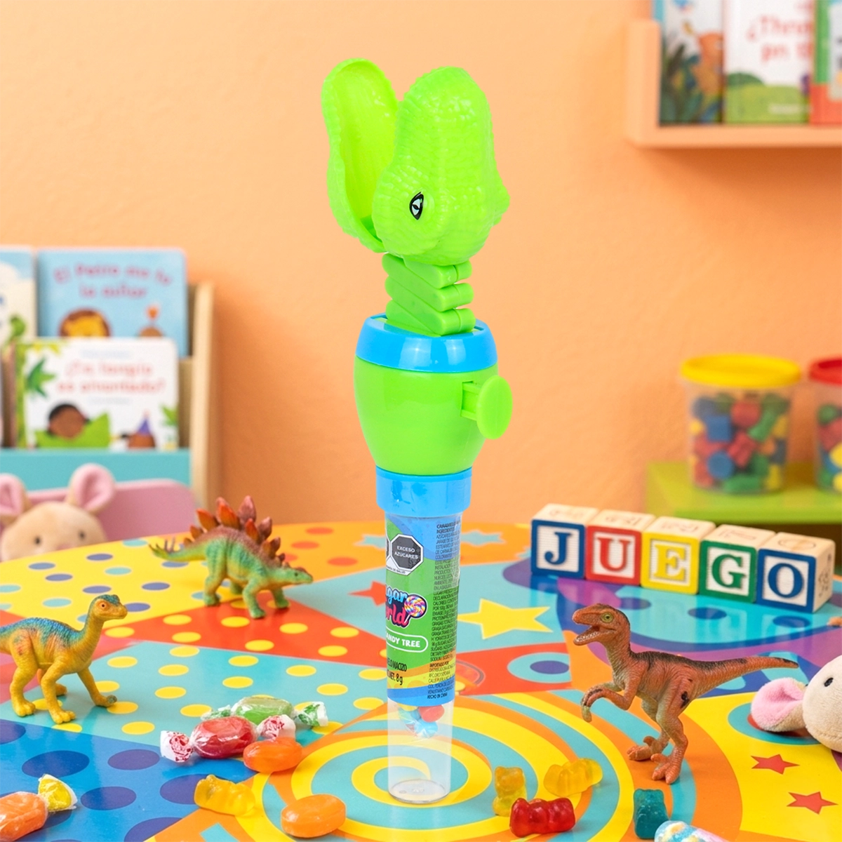 Dulce con Juguete, Dinosaurio, Color Verde
