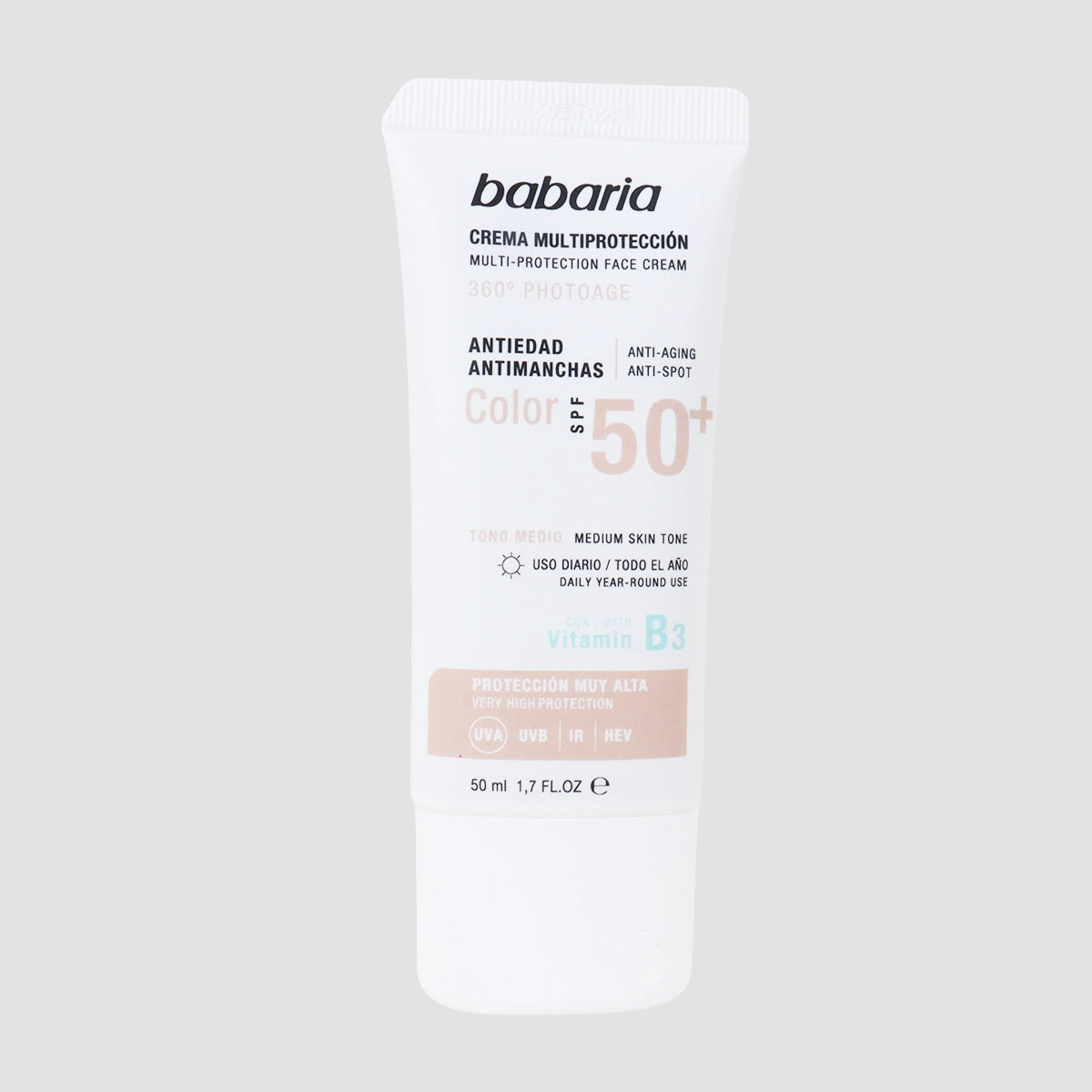 Crema Facial Multiprotectora con Color, Babaria, 50 ml