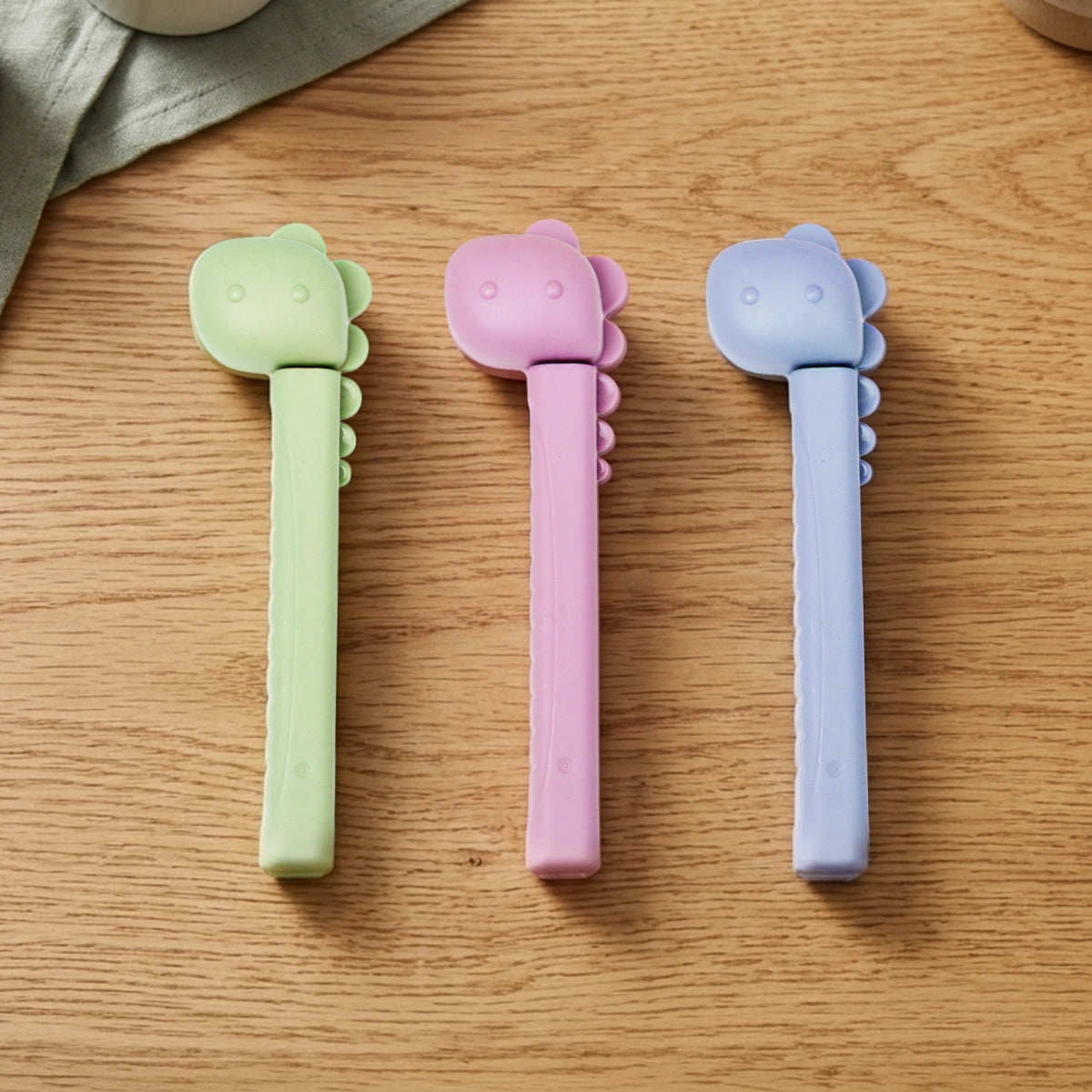 Clip Sellador para Alimentos, Dinosaurio, 3 pzas