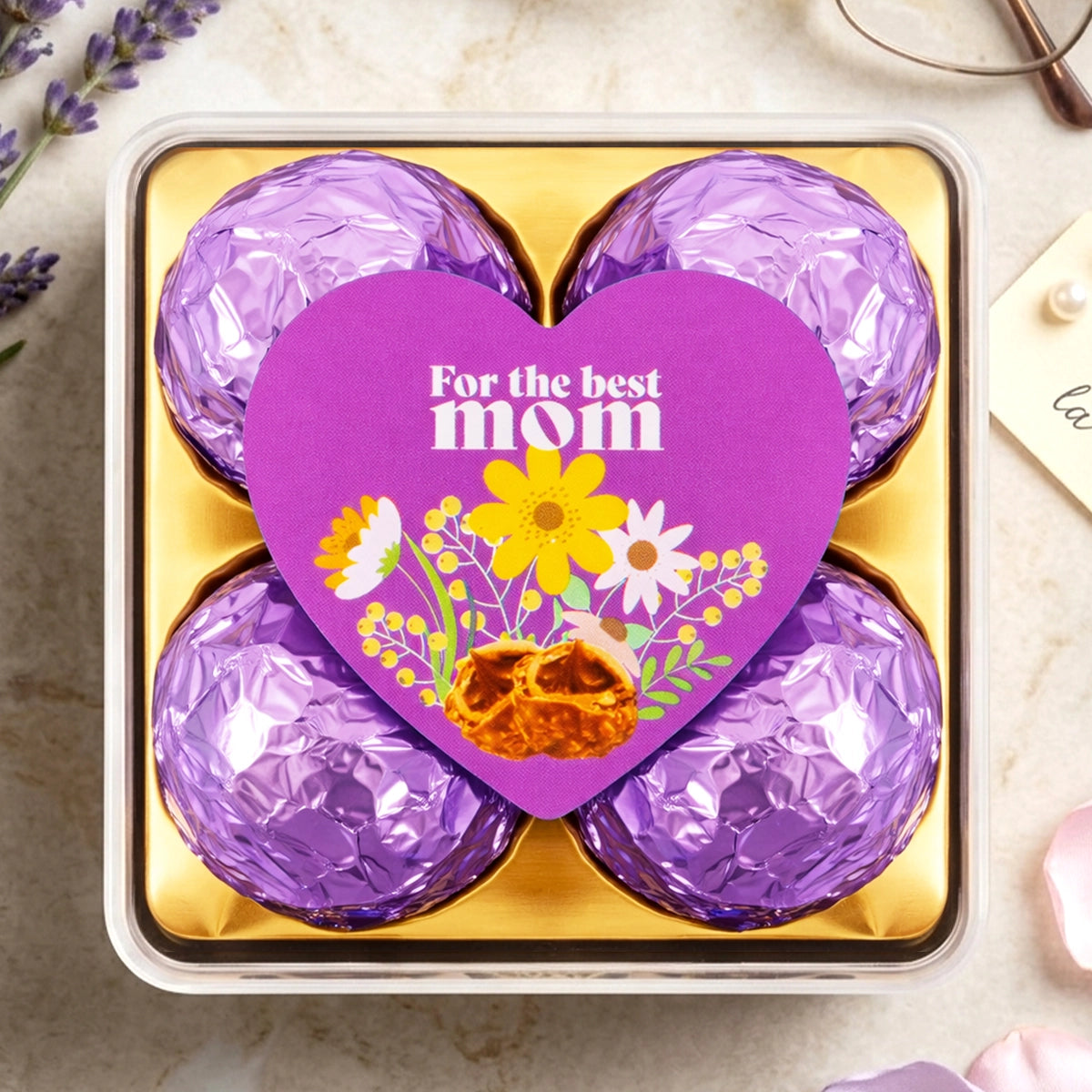 Trufas de Chocolate, 4 pzas, Color Morado