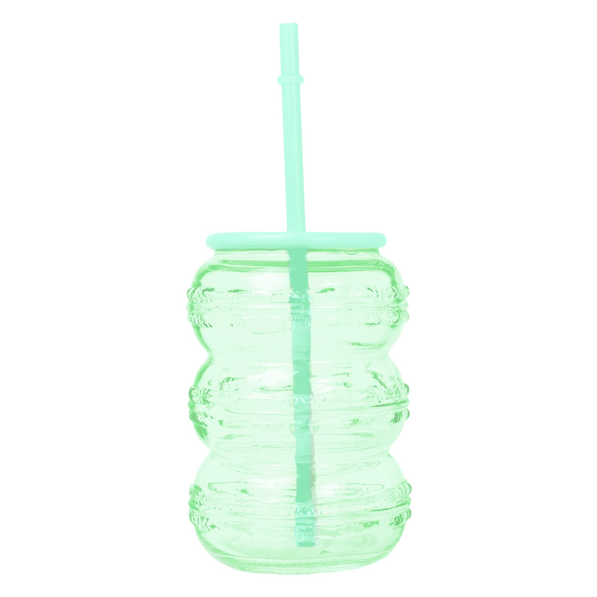 Vaso de Cristal con Tapa, Color Verde