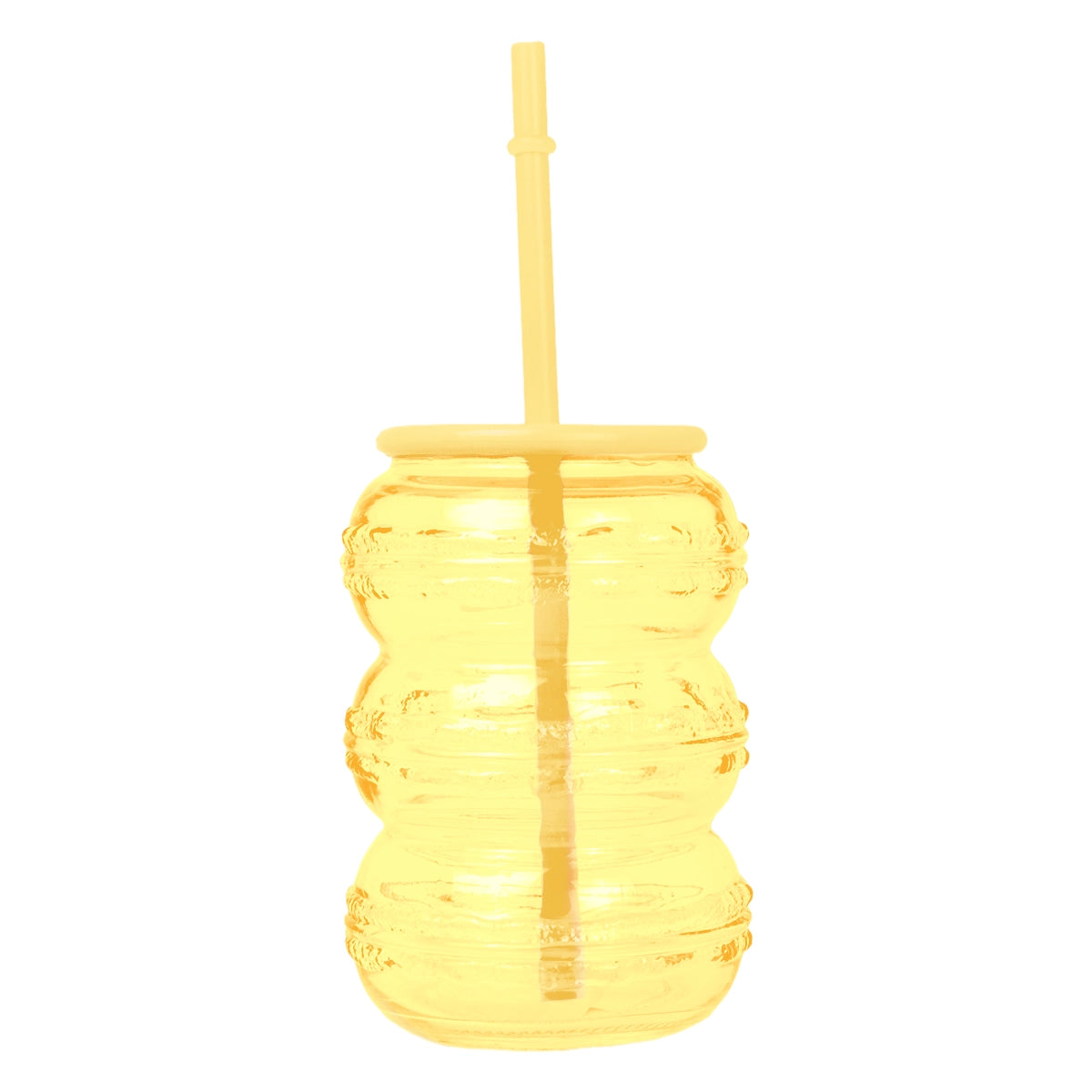 Vaso de Cristal con Tapa, Color Amarillo