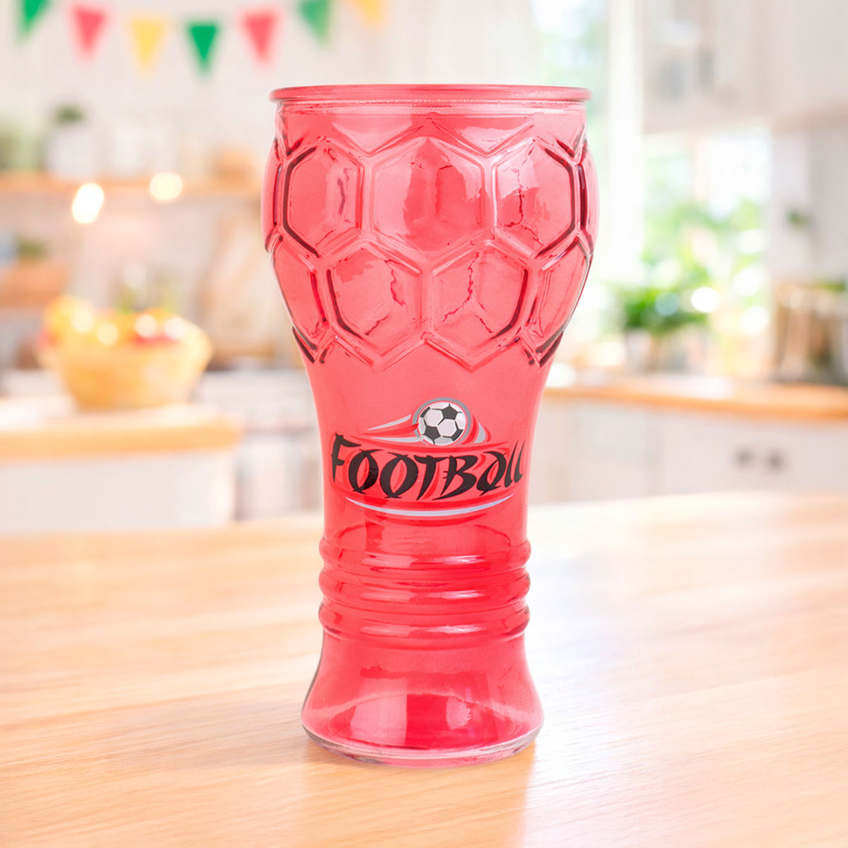 Football, Vaso de Cristal, Color Rojo