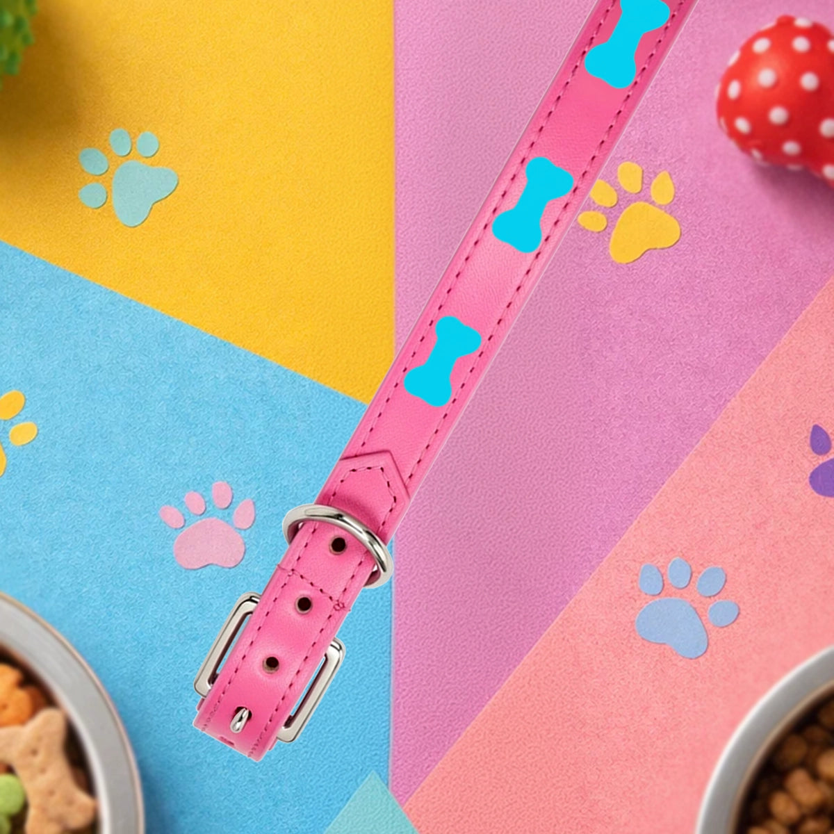 Collar para Mascota, Vinil, Color Rosa y Azul