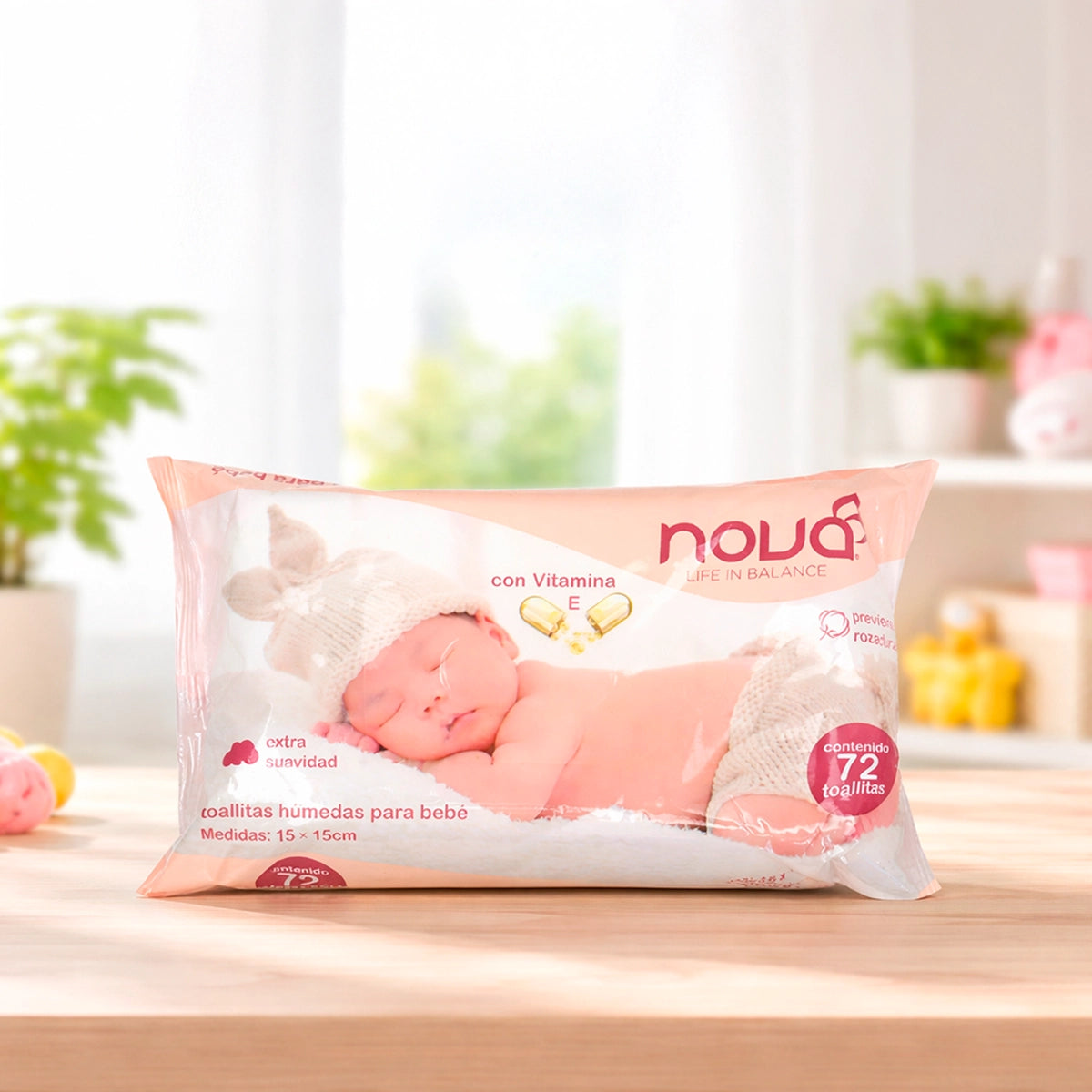 Toallitas Húmedas para Bebé, Vitamina E, Nova