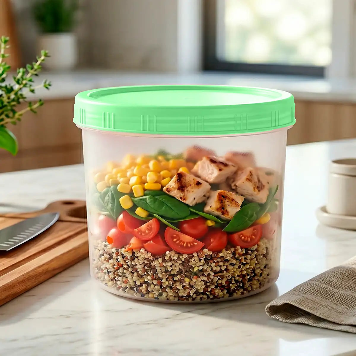 Contenedor con Tapa Rosca, 1 L, Color Verde