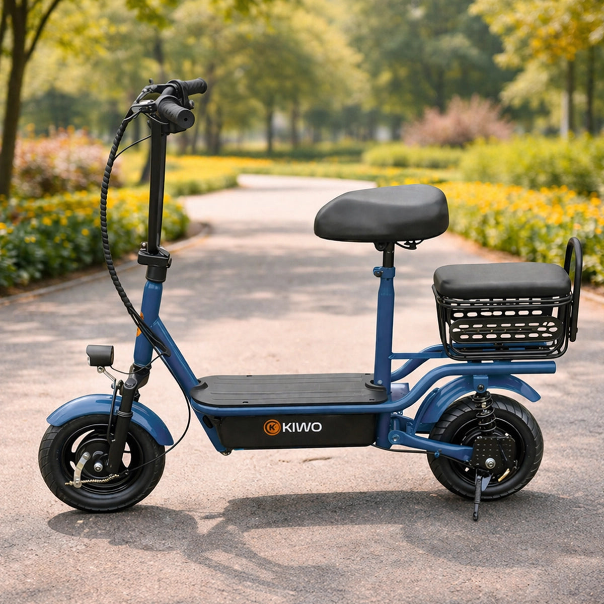 Scooter Eléctrico con Asiento, Color Azul