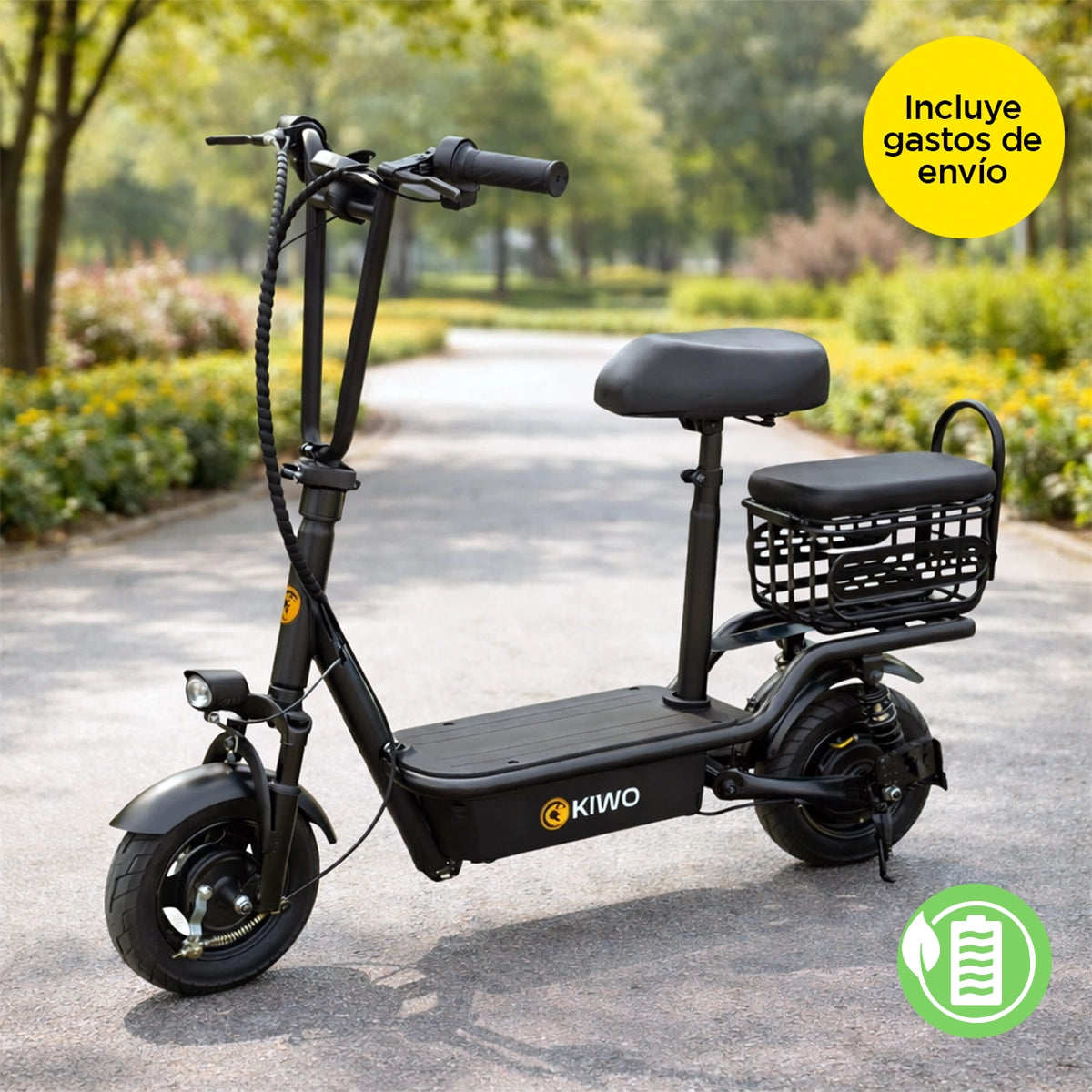 Scooter Eléctrico con Asiento, Color Negro