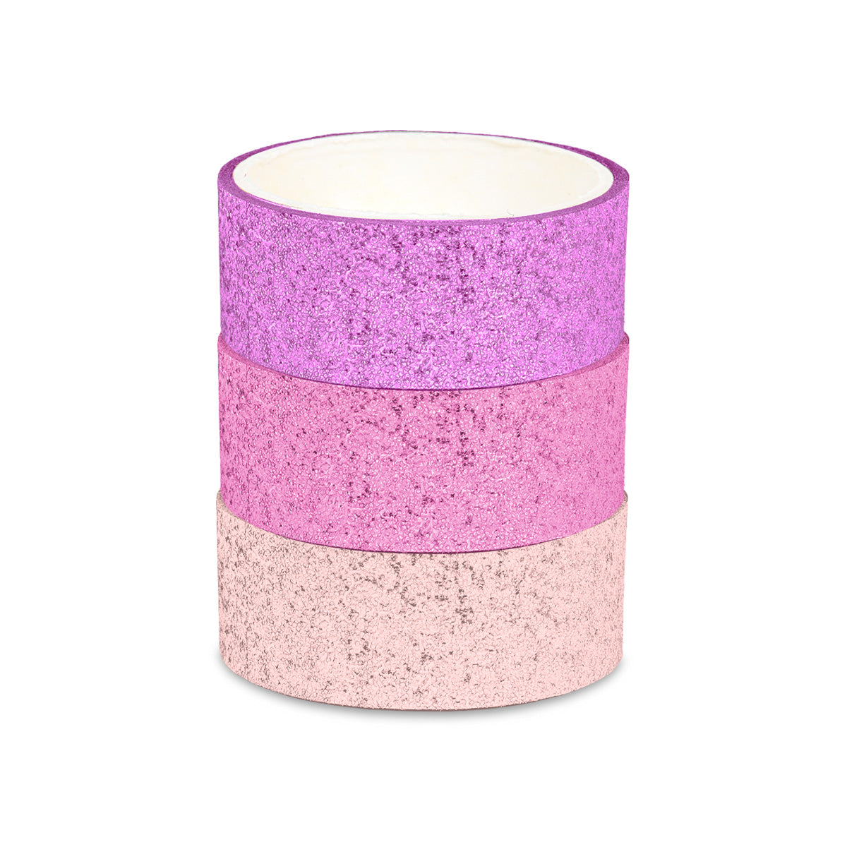 Cinta con Diseño, Glitter, Color Rosa, 3 pzas