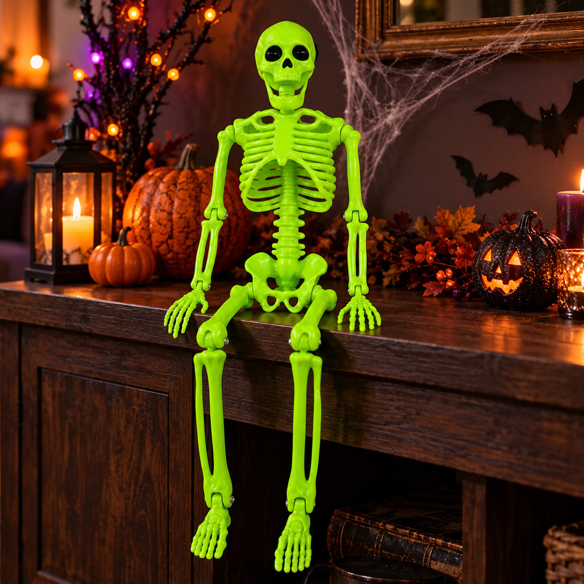 Esqueleto Decorativo para Halloween, Color Verde