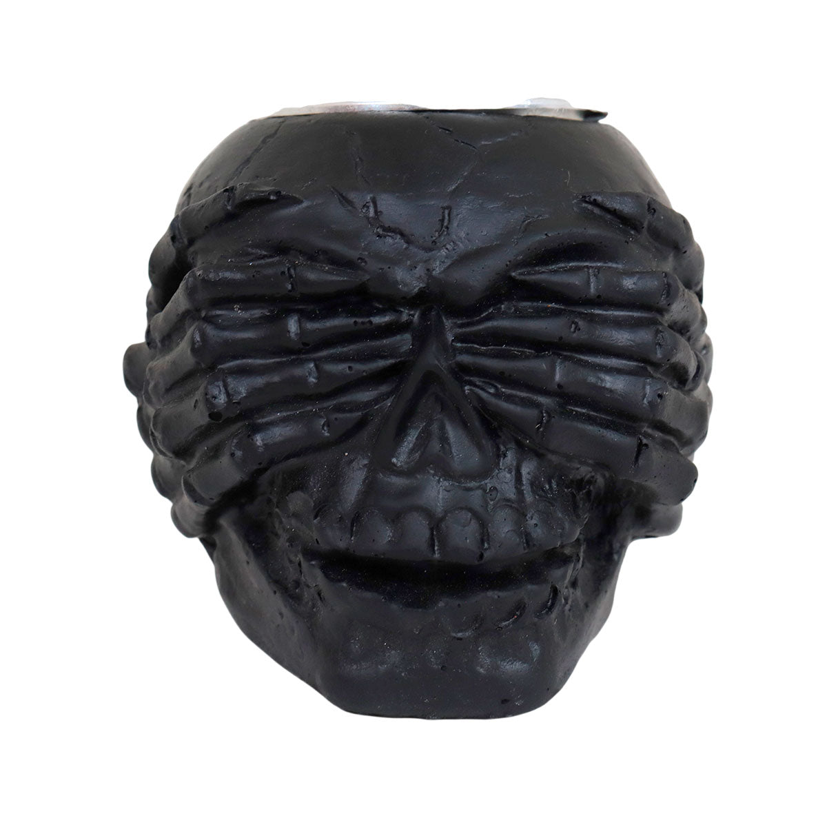 Calavera, Portavela de Cerámica, Color Negro