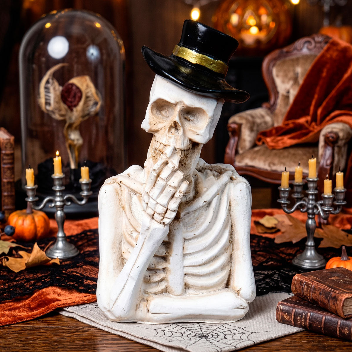 Figura de Cerámica, Esqueleto con Sombrero