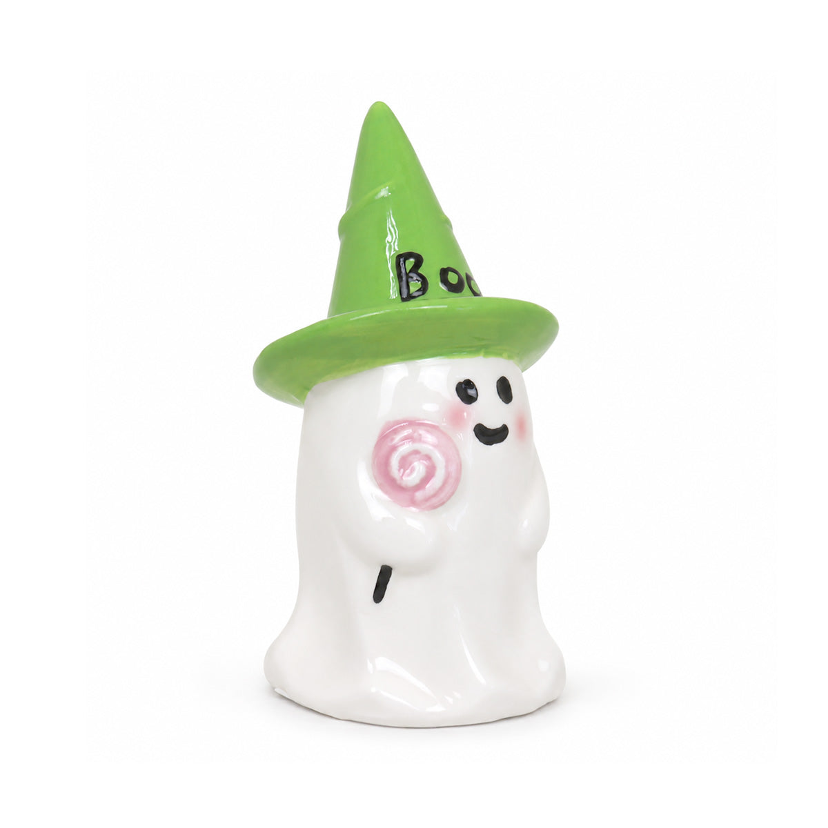 Figura de Cerámica, Fantasma con Sombrero Color Verde