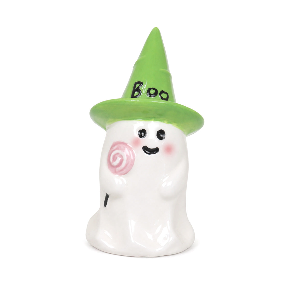 Figura de Cerámica, Fantasma con Sombrero Color Verde