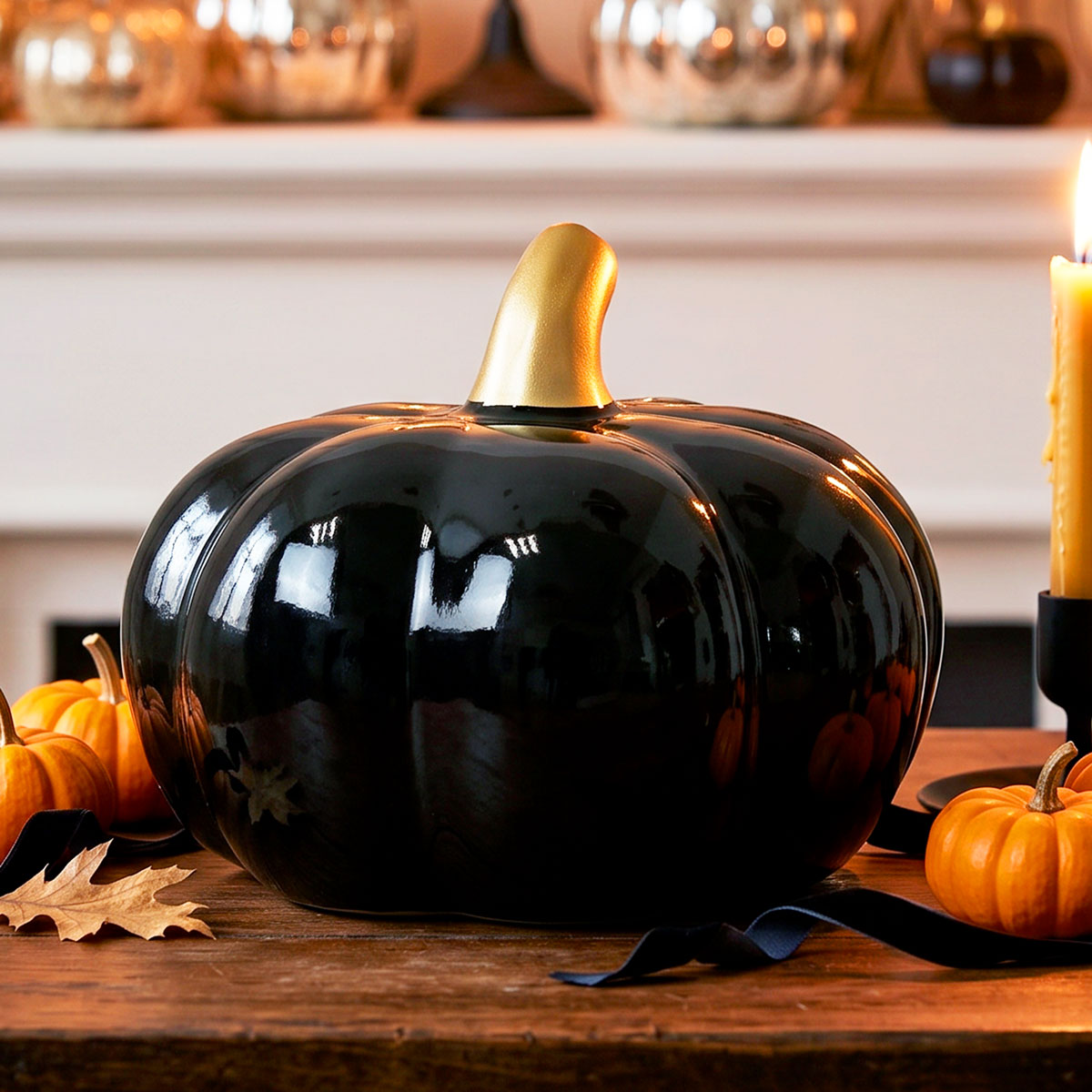 Calabaza de Cerámica, Color Negro